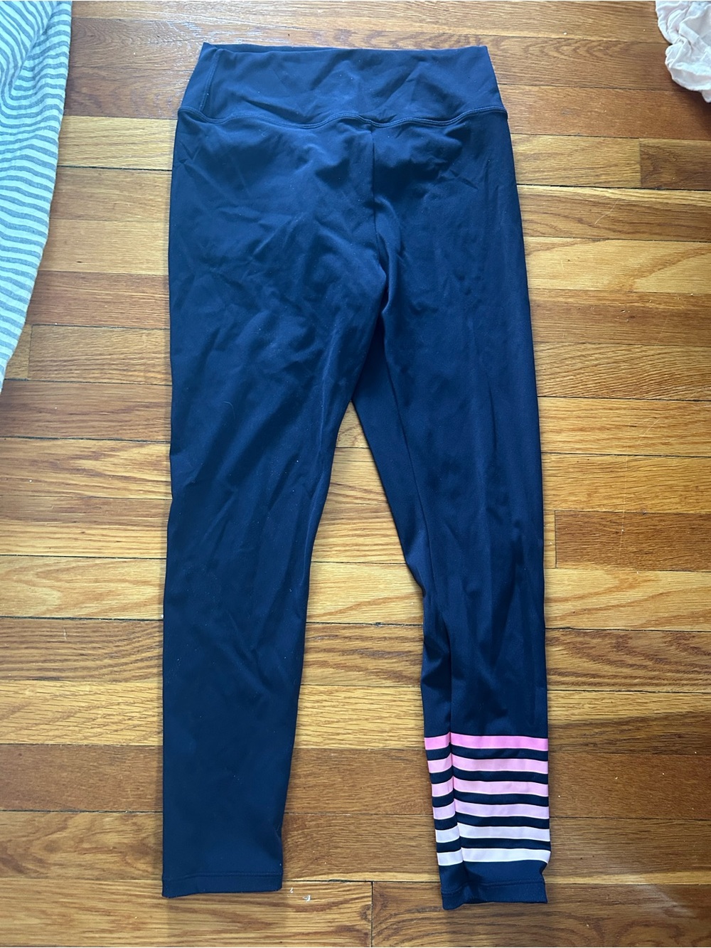 Addison Bay Navy Sculpt Compression High-Rise Everyday Legging with Pink Stripes